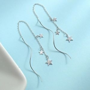 NEW 925 STERLING SILVER PLATED STAR TWIST EARRINGS